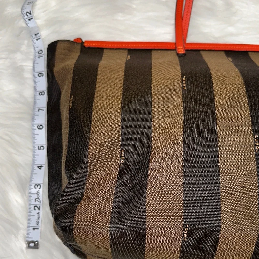 Fendi Women's Striped Tote Bag - orange and Brown - Picture 13 of 16